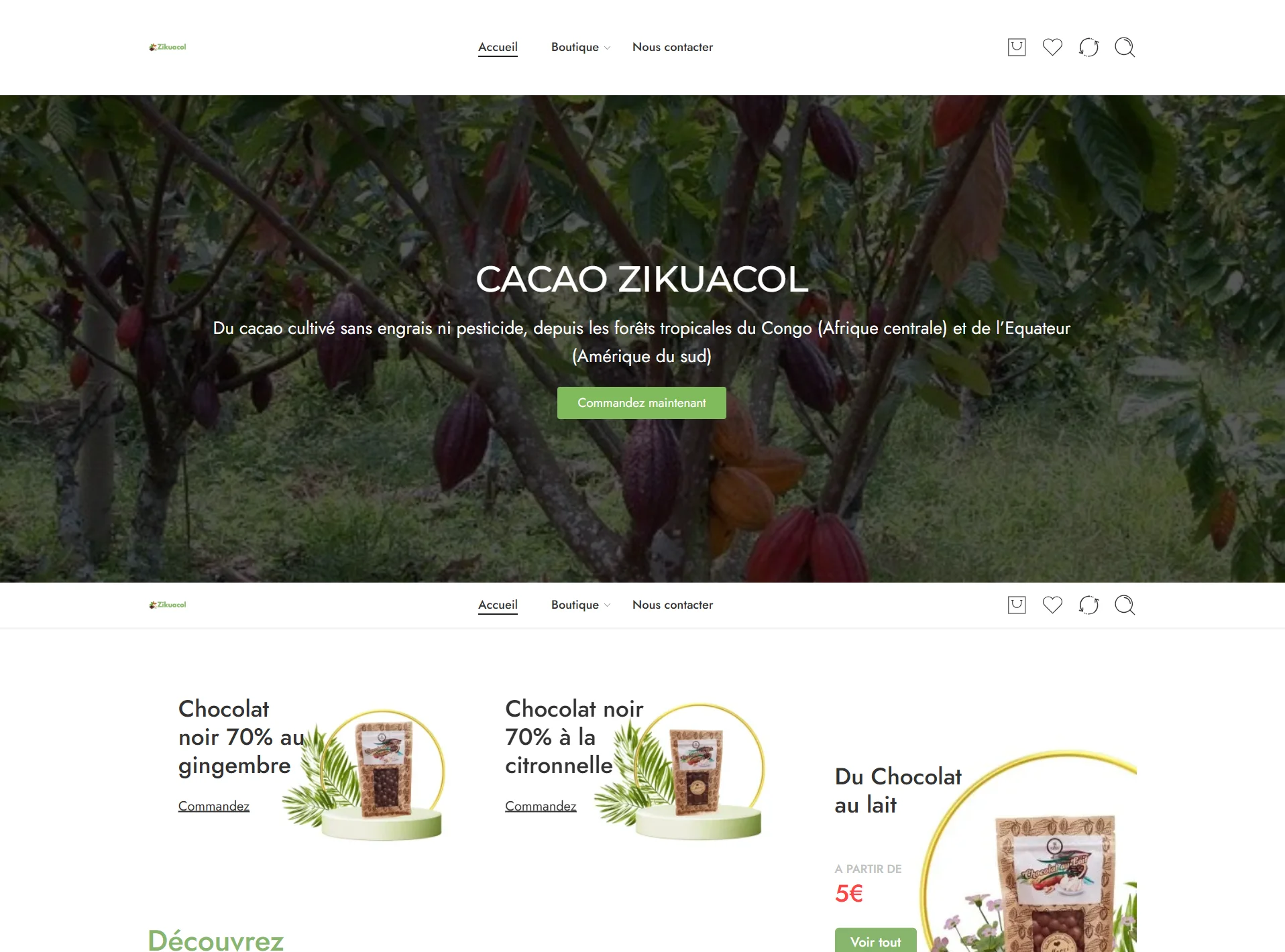 Site e-commerce de cacao artisanal