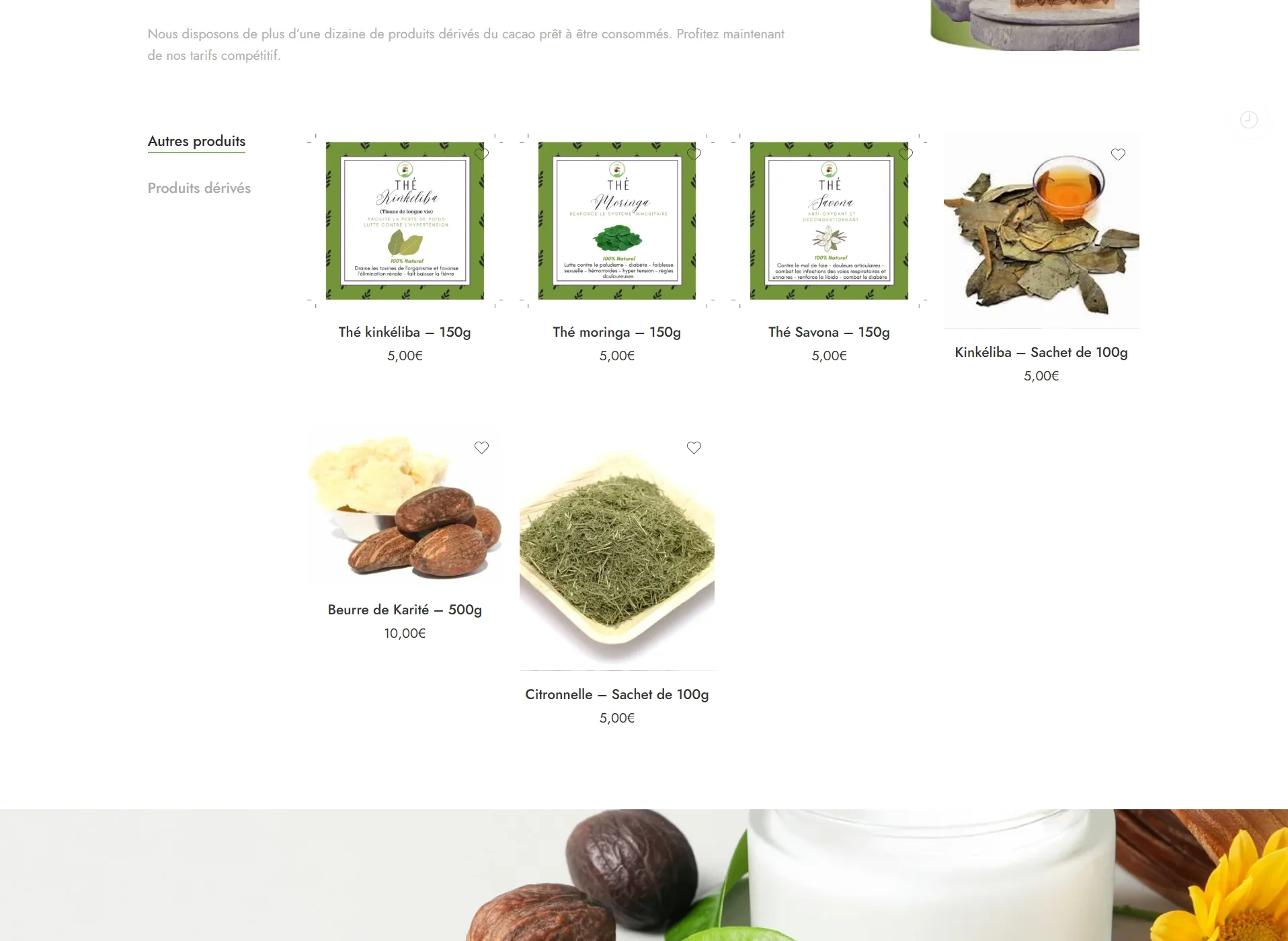 Catalogue des produits dérivés