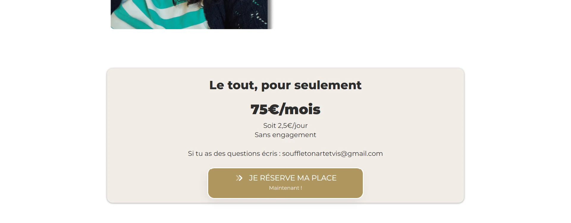 Bloc de prix : 75 € par mois