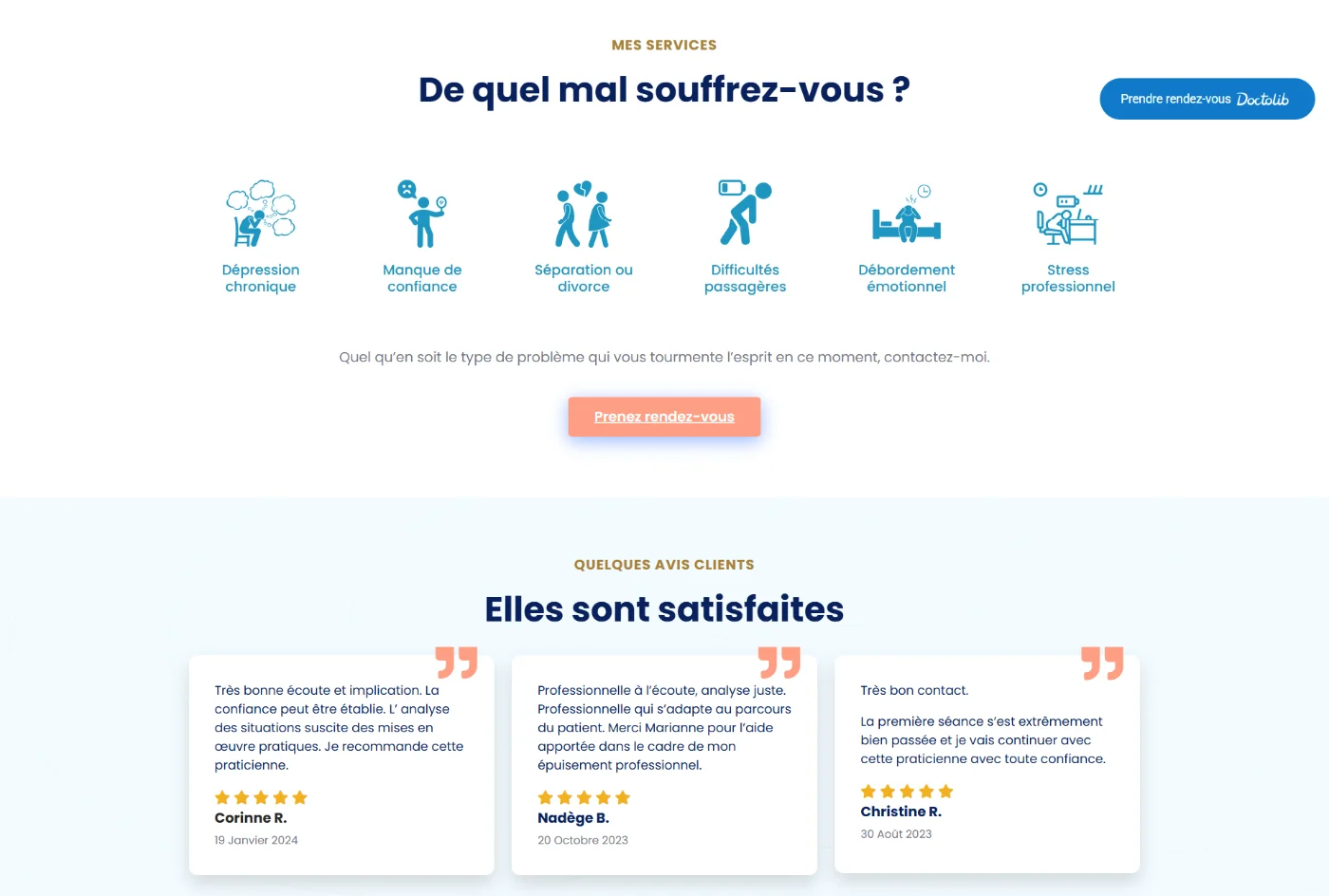 Difficultés accompagnées et avis de patientes